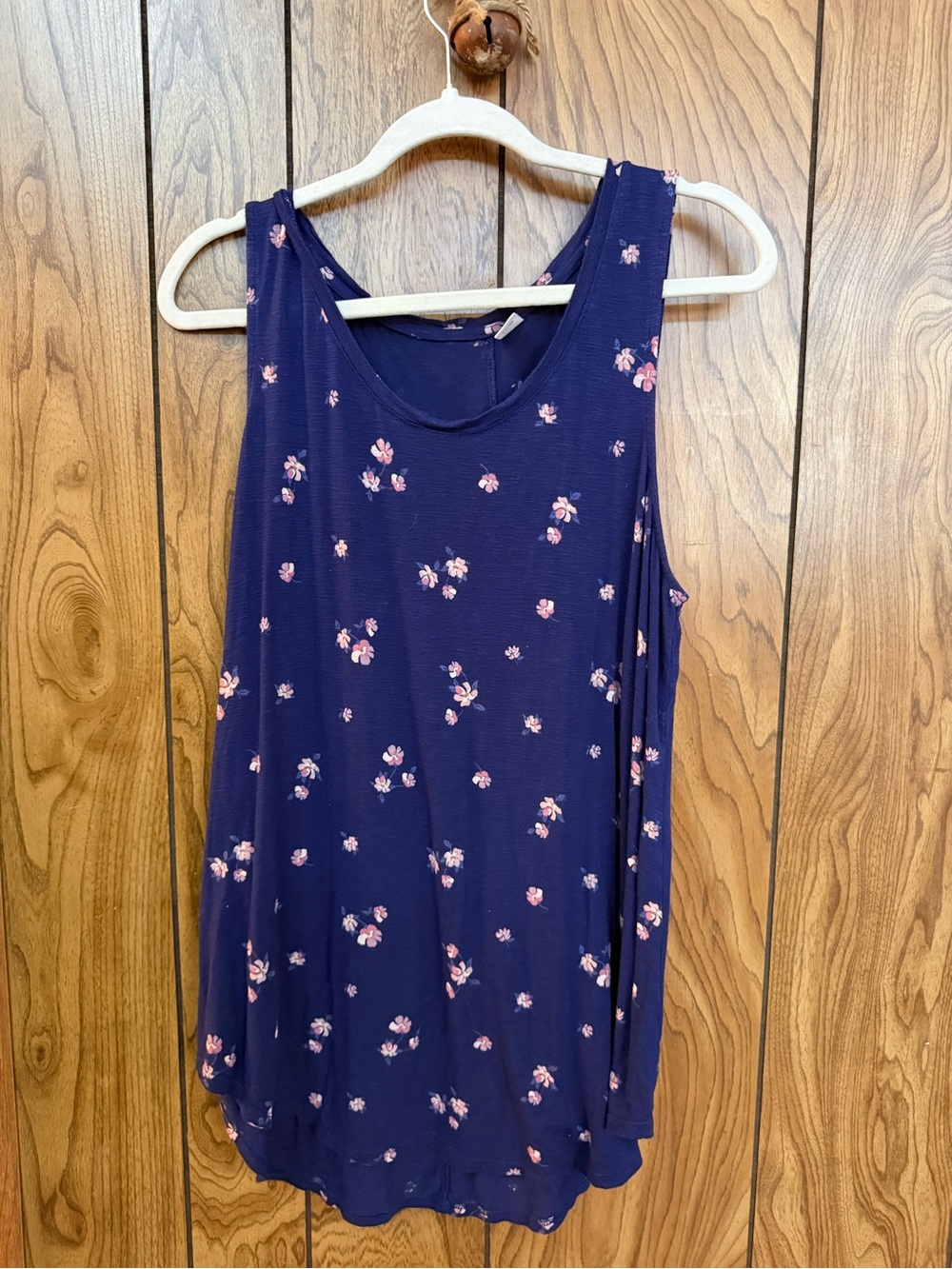 Old Navy Navy Tank Top with Pink Floral Print
